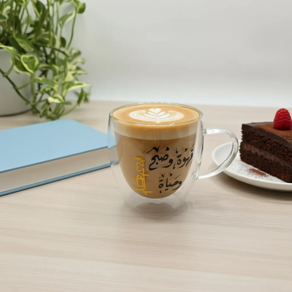 كوب زجاج طبقتين مصمم