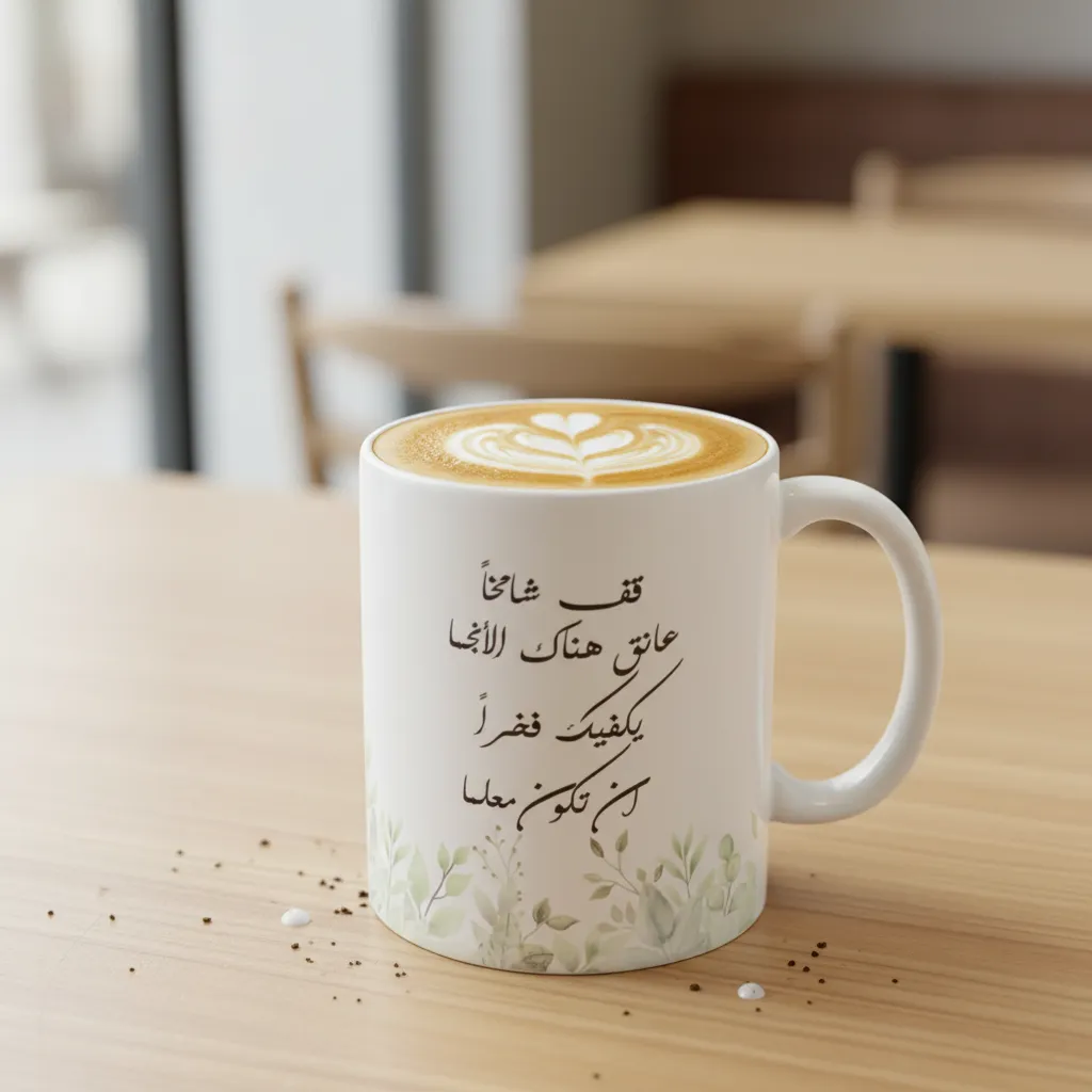 كوب زجاج ابيض طباعة ملونة Image