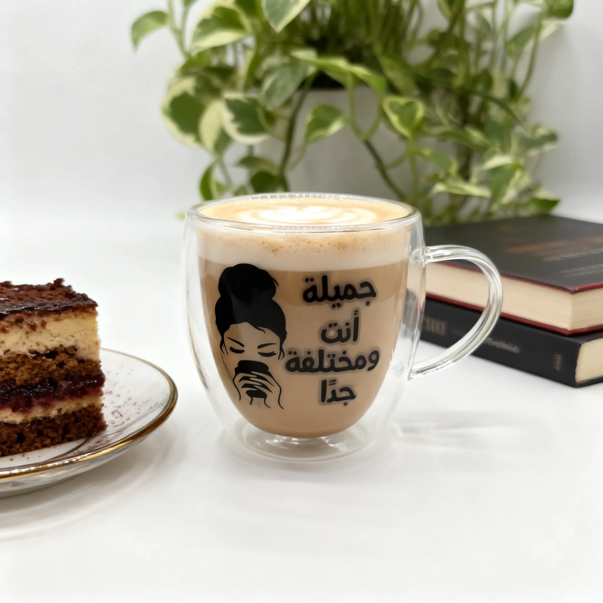 كوب زجاج طبقتين مصمم